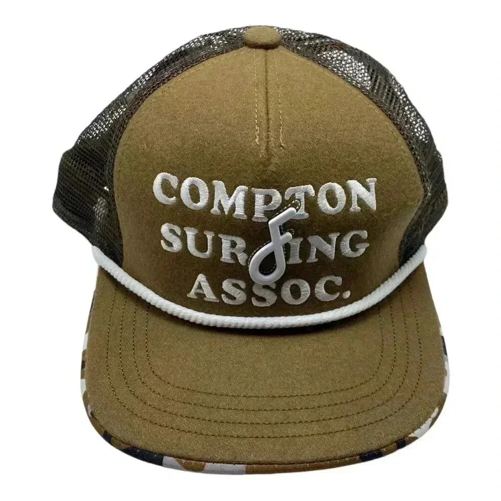 Compton surfing assist trucker camo hat flat fitty